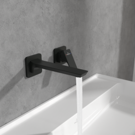 Змішувач для раковини Villeroy & Boch Subway 3.0 настінний на 2 отвори матовий чорний TVW112007000K5