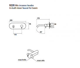 Змішувач для раковини вбудовується Kerasan Nolita змішувач нікель 922894