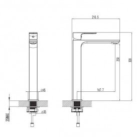 Змішувач для раковини високий Volle Leon змішувач латунь хром 15211200