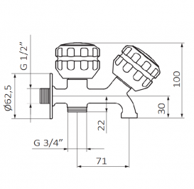 Смеситель для стиральной машины GRB Cocinas Cuisines двухвентильный на 2 режима хром 2162346000
