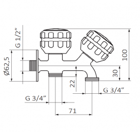 Смеситель для стирки GRB Cocinas двухвентильный на 2 режима хром 2162246000