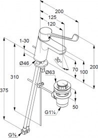 Смеситель для раковины Kludi PURE&EASY CARE однорычажный  хром 372870565