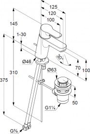 Смеситель для раковины Kludi PURE&EASY 70 однорычажный  белый 373829165