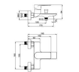 Смеситель для ванной Аквародос Valencia однорычажный gun metal АР000110504