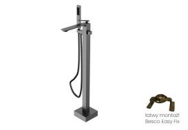 Смеситель для ванной Besco Aspira напольный с душевым гарнитуром графит BW-A-GR