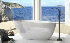 Змішувач для ванної кімнати Besco Decco II підлоговий з душовим гарнітуром графіт BW-DII-GR