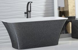 Змішувач для ванної кімнати Besco Decco II підлоговий з душовим гарнітуром графіт BW-DII-GR