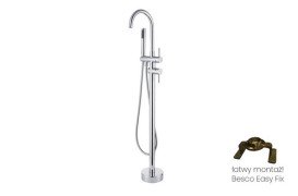 Змішувач для ванної кімнати Besco Illusion I підлоговий з душовим гарнітуром хром BW-II-CH