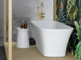 Змішувач для ванної кімнати Besco Illusion I підлоговий з душовим гарнітуром золото BW-II-ZL