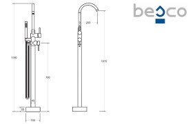 Змішувач для ванної кімнати Besco Illusion I підлоговий з душовим гарнітуром золото BW-II-ZL