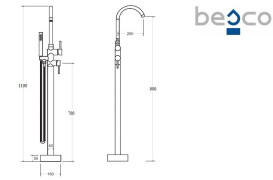 Смеситель для ванной Besco Illusion II напольный с душевым гарнитуром хром BW-III-CH