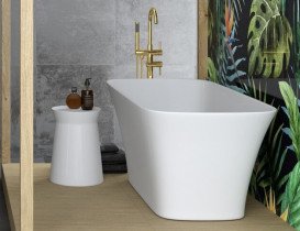 Змішувач для ванної Besco Illusion II з душовим гарнітуром золото BW-III-ZL