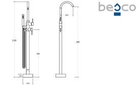 Змішувач для ванної Besco Illusion II з душовим гарнітуром золото BW-III-ZL
