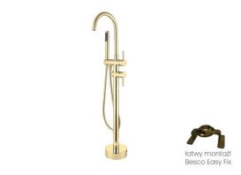 Змішувач для ванної Besco Illusion II з душовим гарнітуром золото BW-III-ZL