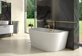 Змішувач для ванної кімнати Besco Illusion з душовим гарнітуром золото BW-IS-ZL