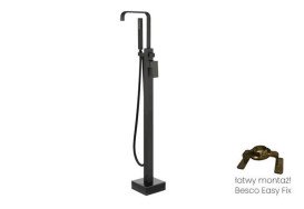 Змішувач для ванної кімнати Besco Modern I підлоговий з душовим гарнітуром чорний матовий BW-MI-CZ
