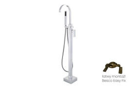 Змішувач для ванної кімнати Besco Modern II підлоговий з душовим гарнітуром хром BW-MII-CH