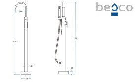 Змішувач для ванни Besco Modern II з душовим гарнітуром чорний матовий BW-MII-CZ