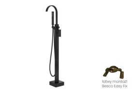 Змішувач для ванни Besco Modern II з душовим гарнітуром чорний матовий BW-MII-CZ