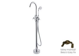 Змішувач для ванної кімнати Besco Retro I підлоговий з душовим гарнітуром хром BW-RI-CH