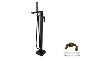Смеситель для ванной Besco Varium напольный с душевым гарнитуром черный матовый BW-V-CZ
