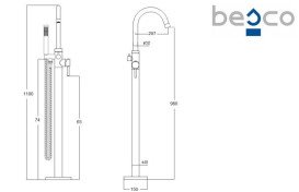 Смеситель для ванной Besco Veo I напольный с душевым гарнитуром хром BW-VI-CH