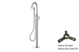 Смеситель для ванной Besco Veo II напольный с душевым гарнитуром хром BW-VII-CH