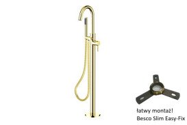 Змішувач для ванни Besco Veo II з душовим гарнітуром яскраве золото BW-VII-JZ