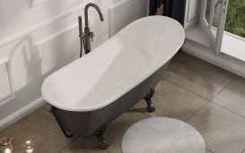 Змішувач для ванної кімнати Besco Veo II з душовим гарнітуром графіт BW-VII-GR