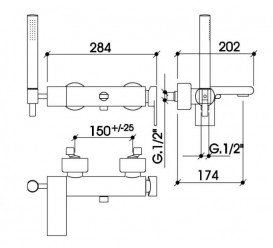 Смеситель для ванной Bonomi People однорычажный с ручным душем хром 152320