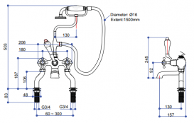 Змішувач для ванни Burlington Regent двухвентильний з ручним душем хром CLR17 CHR