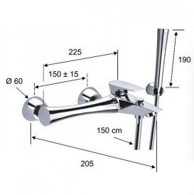Змішувач для ванни Daniel Diva з душовим гарнітуром хром DV6102MCR