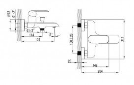 Змішувач для ванної Devit Iven одноважільний настінний латунь хром 43113141