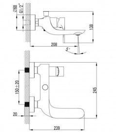 Смеситель для ванной Devit Optima однорычажный настенный латунь хром 44313130