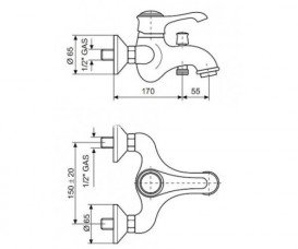 Смеситель для ванной Emmevi Tiffany однорычажный белый матовый BIO 6001