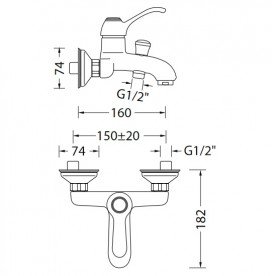 Смеситель для ванной Eurorama Dodo однорычажный латунь бронза 16215B