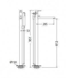 Смеситель для ванной Eurorama Net напольный с душевым гарнитуром хром 145207C