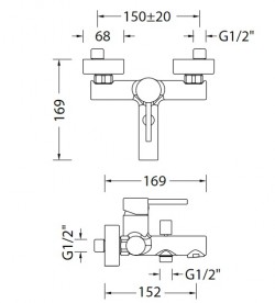 Змішувач для ванни Eurorama Net одноважільний латунь хром 145215C