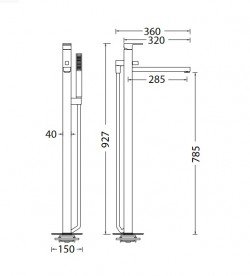 Змішувач для ванни Eurorama Quale підлоговий з душовим гарнітуром хром 127207QC