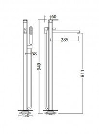 Змішувач для ванни Eurorama Tono підлоговий з душовим гарнітуром хром 144207C