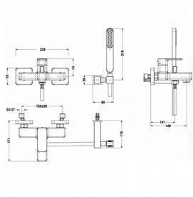 Змішувач для ванни Eurorama Tono з душовим гарнітуром хром 144210C