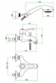 Смеситель для ванной Fiore Jafar однорычажный с ручным душем бронза 47ZZ5100