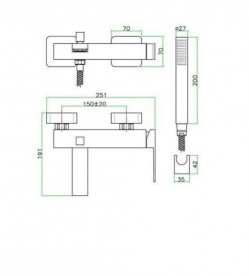 Змішувач для ванни Fiore Kube з лійкою і шлангом білий матовий 100BB8552
