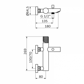 Змішувач для ванни GRB Aura термостатичний хром 75224750