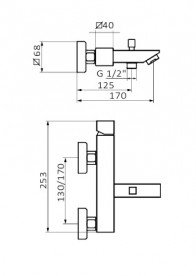 Смеситель для ванной GRB Kala Black с ручным душем чёрный матовый 60225601
