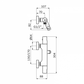 Смеситель для ванной GRB Tender мультифункциональный термостатический с душевым гарнитуром хром 40323400