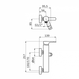 Змішувач для ванни GRB Tender одноважельний з душовим гарнітуром хром 40336400