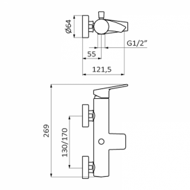 Смеситель для ванной GRB Winner однорычажный хром 44220440