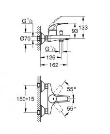 Змішувач для ванної Grohe BauCurve одноважільний хром 23599000