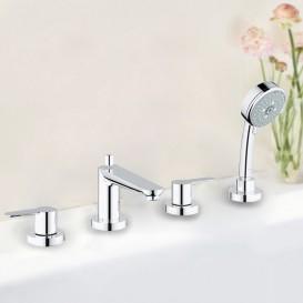 Смеситель для ванной Grohe BauEdge двухвентильный с ручным душем хром 25120000